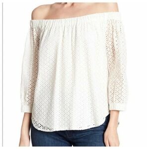 Central Park West Off the Shoulder Eyelet Top